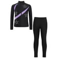 thumbnail image 3 of Miutii Kids Girl's Dance Workout Zipper Jacket and Gymnastics Leggings Pant Set Figure Skating Training Suit Light Purple 6, 3 of 6