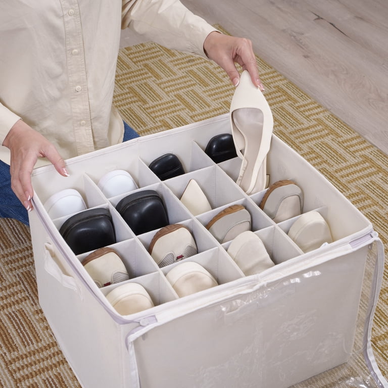 Mainstays Canvas Shoe Organizer Bin, 16 Pair Capacity, Adjustable
