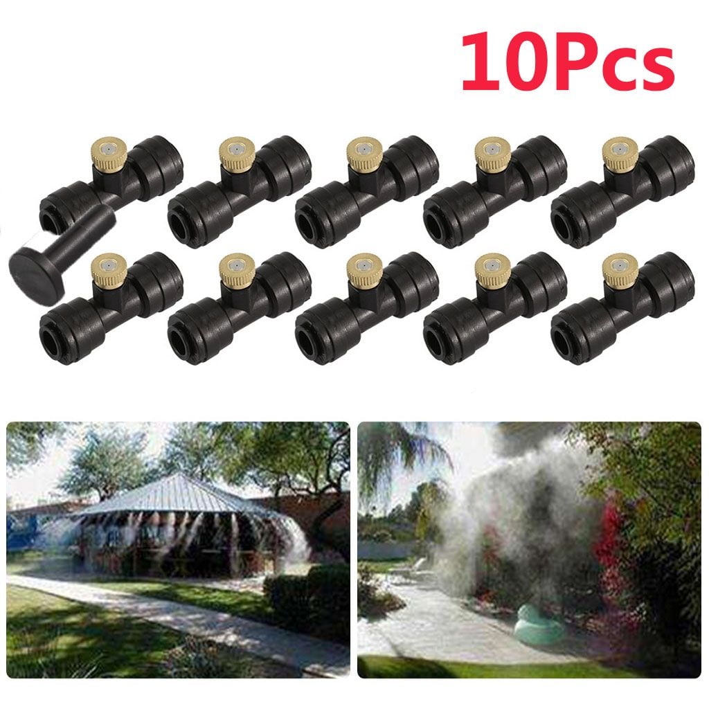 Outdoor Mister for Patio and 12 Pack Brass Misting Nozzles and Plug，0.016 Orifice a Brass Adapter 28 Brass Mist Nozzles 0.4 mm HOMENOTE Misting Cooling System 75FT 3/4 Misting Line 23M 