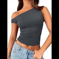 thumbnail image 1 of Tops de Verano con Hombros Descubiertos para Mujer, Camisetas para Salir, Top Corto Sin Mangas, Ropa de Moda, Conjuntos de 2025 Gris M, 1 of 10