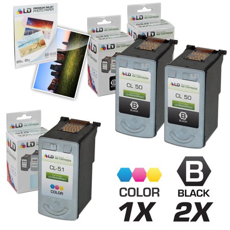 LD Remanufactured Cartridge Replacement for PG50 & CL51 High Capacity (2 Black  1 Color  3-Pack)
