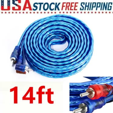 WinHolder NEW 14FT Car Audio RCA Phono Lead Cable Car AMP Amplifier Install Sub Wiring 2Ch