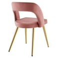 thumbnail image 4 of Modway Marciano Performance Velvet Dining Chair in Gold Dusty Rose, 4 of 7