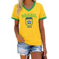 thumbnail image 2 of Women's Brazil Soccer Fan T-Shirt, Classic Yellow Green Shield Crest Graphic V-Neck Tee, 2026 Game Day Soccer Tournament Supporter Top, 2 of 14
