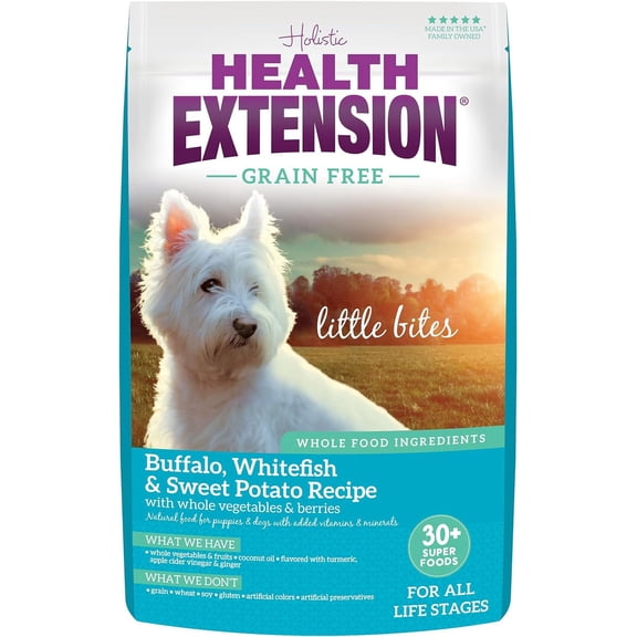 Health Extension Little Bites Dry Dog Food Buffalo, Whitefish & Sweet Potato (23.5 Lb) | All Life Stages | Vitamins & Minerals | Sensitive Stomach