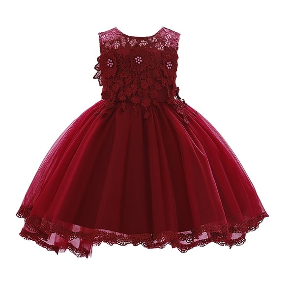Ketyyh-chn99 Toddler Girl Tulle Butterfly Dresses Toddler Baby Girl Gown Flower Embroidery Tutu Dress Wedding Tulle Dress Size for 3-6 Months,Watermelon Red