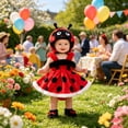 thumbnail image 5 of RUINIXCW Baby Girls Ladybug Fashion Halloween Dot Print Sleeveless Romper Dress with Hat 2Pcs Outfit, 5 of 9