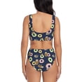 thumbnail image 3 of Wukai Sloth with Donuts Women's Bikini Set Two Piece,wimsuit High Waisted V Neck Twist Front Adjustable Spaghetti Straps Bathing Suit-Large, 3 of 7