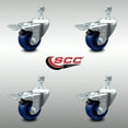 thumbnail image 2 of 3 Inch SS Solid Polyurethane 12mm Threaded Stem Caster Set Total Lock Brake, 2 of 2