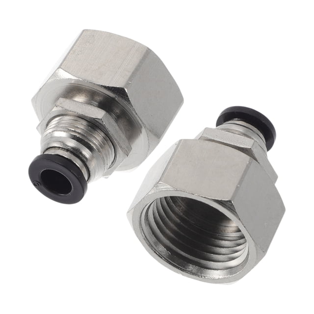 Conectores de aire de empuje únicos Bargains 15/64" adaptador recto de acoplador macho plástico metal 20 mm / 1/2" BSPT 2 piezas tono negro plateado