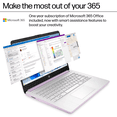 thumbnail image 4 of HP 14 Laptop Thin & Light, Microsoft Office 365(one year), Intel N150 Processor, 4GB Memory, 128GB Storage, Windows 11 S (Purple), 4 of 7