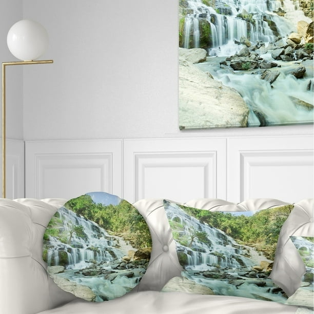 Design Art Designart Maeyar Waterfall Landscape Photography Throw Pillow Walmart Com Walmart Com