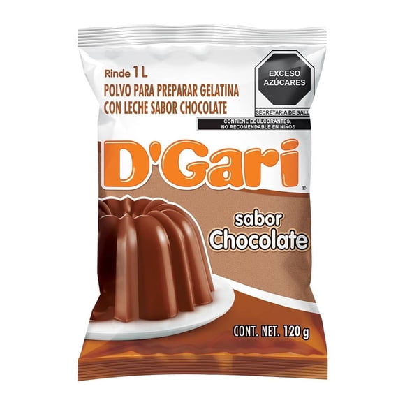 Polvo para preparar gelatina D' Gari de leche sabor chocolate 120 g