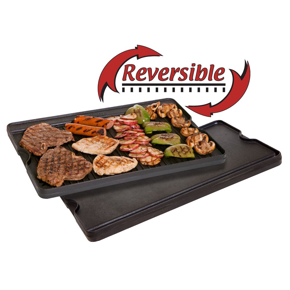 Camp Chef Pre Seasoned Cast Iron Reversible Griddle and Grill Accessory