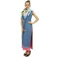thumbnail image 6 of Bimba Women's Cotton Blue Kurta Designer Drawstring Waist Kurti With Scarf-4, 6 of 8