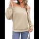 thumbnail image 1 of Sudadera Holgada Informal de Larga con Hombros Descubiertos para Mujer, Estilo Jersey de Otoño Caqui XL, 1 of 8