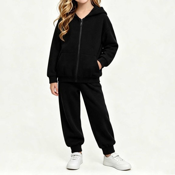 LvhaoGJOB Little Kids Boys Hoodie and Sweatpants Outfit Set, Black - fleece fabric
