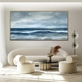 thumbnail image 3 of Abstract White Ocean Wave Oil Painting Blue Minimalist Seascape Oil Painting On Canvas Ocean Wall Art Large Living Room Wall Decor,Unstretched,Frameless,(122*244cm)48*96Inches, 3 of 5