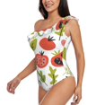 thumbnail image 4 of Balery Tomatoes One Shoulder Swimsuits for Women Ruffle Swimsuits Tummy Control One Shoulder Bathing Suits-X-Large, 4 of 8