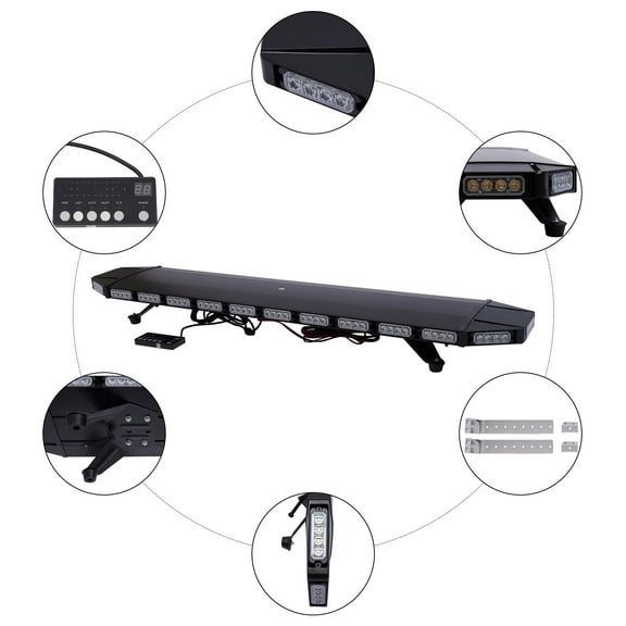 47inch 104 LED Strobe Light Bar Response Emergency Beacon Warn Tow Truck Amber White