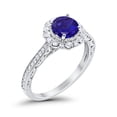 thumbnail image 5 of Filigree Oval Bridal Ring Blue Sapphire CZ 925 Sterling Silver Size 9, 5 of 5