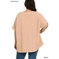 thumbnail image 5 of Zenana Women's V Neck Woven Airflow Dolman Short Sleeve Hi-Low Blouse Top, 5 of 5