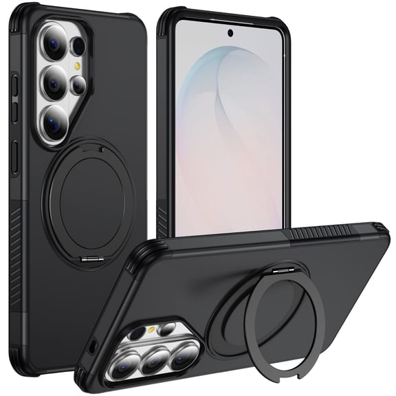 Corliven for Samsung Galaxy S26 Ultra Case, Magnetic Kickstand Protective Cover, Shock Absorbing Rugged Phone Case, Anti-Scratch Wireless Charging Case, Black