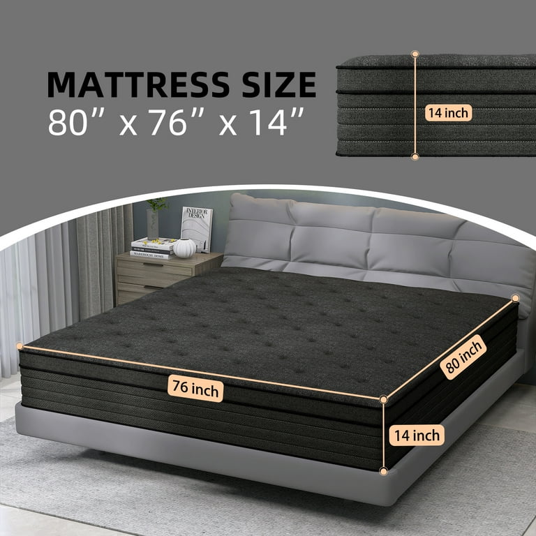 14 inch Queen Hybrid Mattress, Medium Firm Comfort with Gel Memory