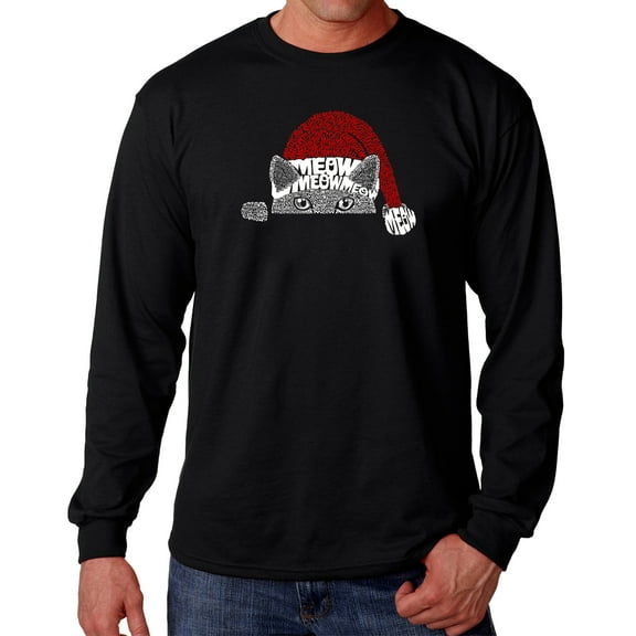 Christmas Peeking Cat - Men's Word Art Long Sleeve T-Shirt