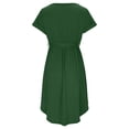 thumbnail image 5 of Shirt Dress for Women Belted Summer Solid Color Short Sleeve Button Down Mini Dress Green XL, 5 of 6