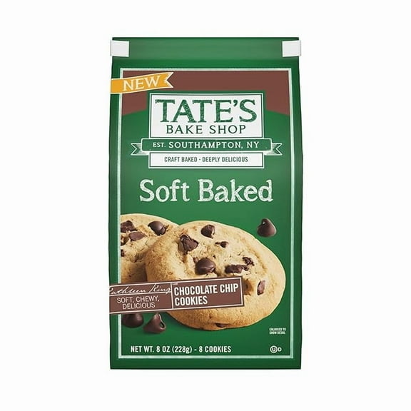 Pack of 1 Tate's Bake Shop Soft Baked Cookies, Chocolate Chip, 8 oz