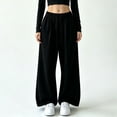 thumbnail image 4 of Drawstring Waist Women Casual Sweatpants Ladies Baggy Lounge Bottoms Pocket Wide Leg Joggers Pant Sports Pants, 4 of 7