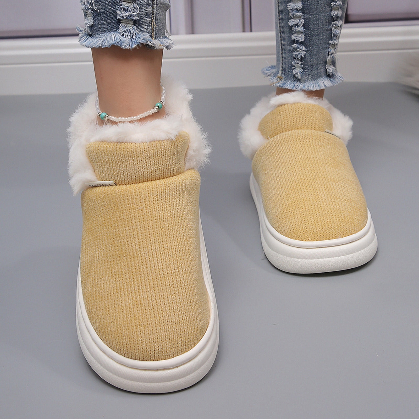 Weiqiqre Slippers for Women Men Winter Round Toe Cotton