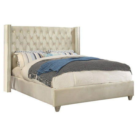 meridian furniture inc aiden velvet platform bed - walmart