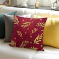 thumbnail image 3 of BANET Christmas Throw Pillow Covers,Christmas Gold Branch On Red Decorative Pillow Covers Digital Printing for Couch Sofa Bed Invisible Zipper 24x24in, 3 of 5