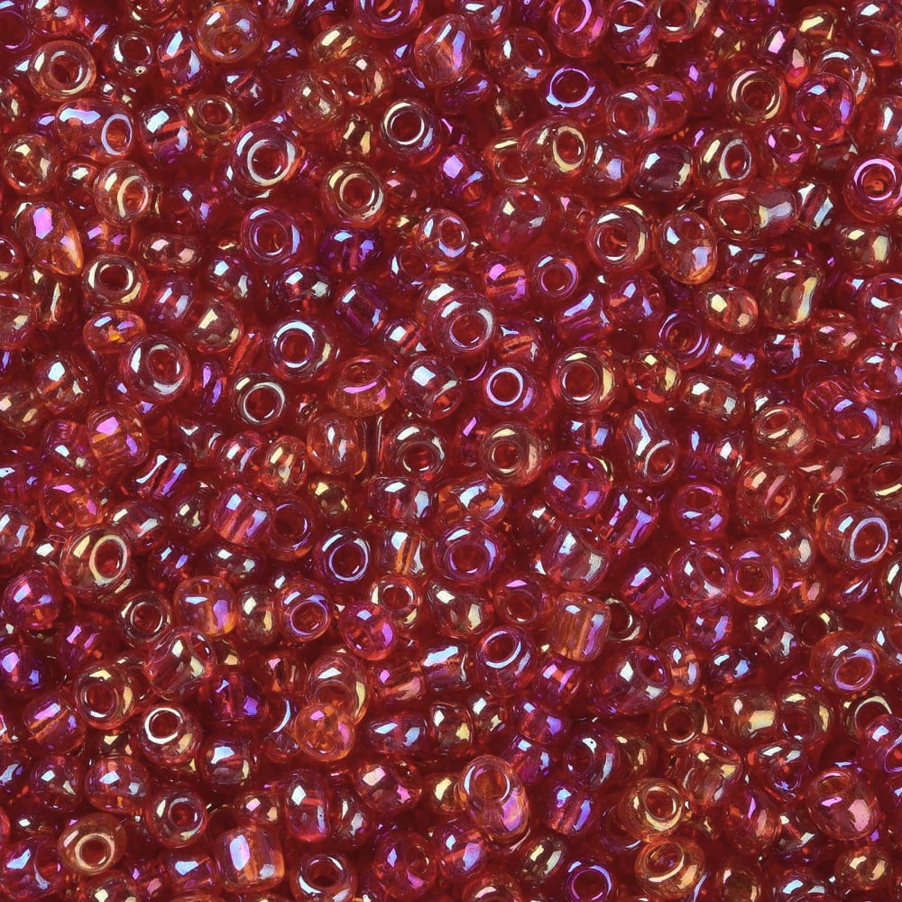 Round Glass Seed Beads Transparent Colours Rainbow Round Red 3mm