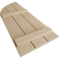 thumbnail image 6 of Ekena Millwork 16 1/2"W x 44"H (27 1/2" Low Side) Timberthane Rough Sawn Three Board Joined Board-n-Batten w/Quarter Round Arch Top Faux Wood Shutters (Per Pair), Primed Tan, 6 of 6