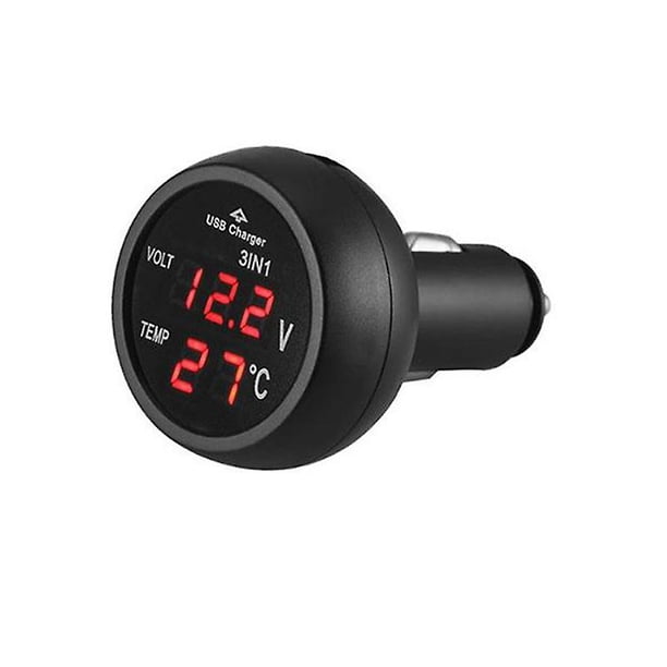 Car Truck Usb Charger Current Meter Volt Detector 3/2 In 1 12/24v Car Volt Meter Digital Led Car Voltmeter Thermometer