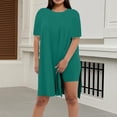 thumbnail image 2 of JIAYUE Women 2 Piece Outfits Sets Casual Short Sleeve Oversized Solid Color Tops Tight Shorts For Daily Wear Side Slit Spring Summer Versatile Fashion Round Neck Female Clothing Set, 2 of 6