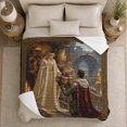 thumbnail image 5 of Medieval Castle Proposal Scene Flannel Blanket for Couch Sofa Bed, Winter Royal Romance Home Decor for Women Men, Storybook Gift for Birthday Holiday Reading Room, 5 of 9