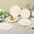 thumbnail image 4 of 96 Pcs Ivory Paper Plates and Napkins Set Party Supplies, Tableware set for 24 Guest include Disposable Ivory Scalloped Plates, Napkins and Forks for Baby Shower Bridal Shower Wedding, 4 of 7