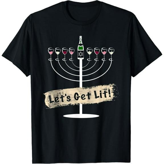 Let's Get Lit Funny Wine Lovers Hanukkah T-Shirt