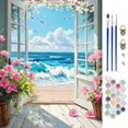 thumbnail image 1 of Kit de pintura por números de playa para adultos, kit de pintura de paisajes sobre lienzo para principiantes, kit de manualidades para adultos,16 x 20 pulgadas / 40 x 50 cm, marco no incluido., 1 of 8