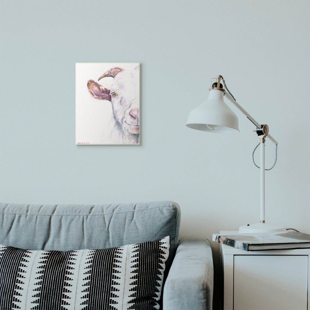 Stupell Industries Large Goat Head Animal Watercolor Painting Wall Plaque Art by George Dyachenko