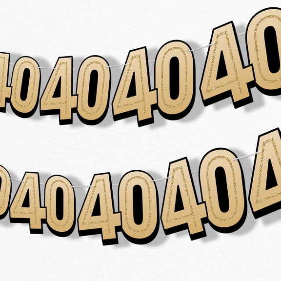 Big Dot of Happiness 40th Birthday Garland Banner Adult Black and Gold Birthday Party Decorations Backdrop 30 Feet of Cord 15 Double Sided Paper Number Age 40 Shapes