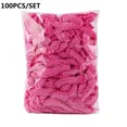thumbnail image 1 of 100 Pcs Bonnet de Douche en Plastique Jetable Coloré Sac de Conservation des Aliments Élastique pour Hôtel 100 Pcs-Rose, 1 of 6