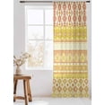 thumbnail image 3 of Sheer Curtains 108 Inches Long, Yellow Khaki Boho Semi Sheer Curtains Light Filtering Window Treatment, Vintage Ethnic Tribe Abstract Art Privacy Voile Drapes for Living Room Bedroom 52x108 Inch, 3 of 7