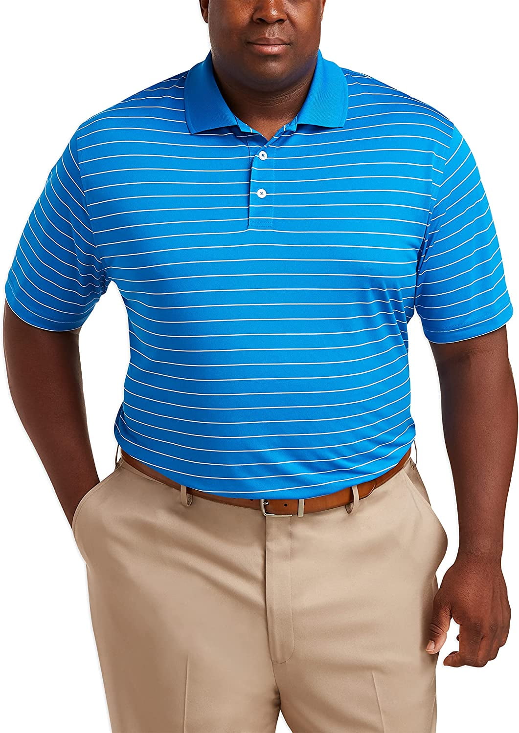 Big and Tall Essentials by DXL Men s Striped Golf Polo Shirt Blue Stripe 7XL