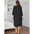 thumbnail image 7 of SHOWMALL Women's Plus Size Nightgown with Pockets Soft 3/4 Sleeve Pleated Crew Neck Sleep Dress Loose Lounge Sleepwear, 7 of 7
