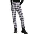 thumbnail image 1 of Pantalones de trabajo de cuadros recortados para mujer INSPIRE CHIC, con botones, estilo casual, en negro y beige, 1 of 6